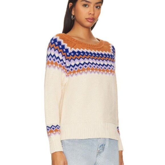 525 Fair Isle Sweater Cream Size Small Cotton Blend NWT - Picture 2 of 7